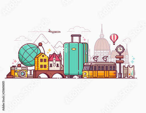 Canvas Print Europe tourism concept travel banner or placard