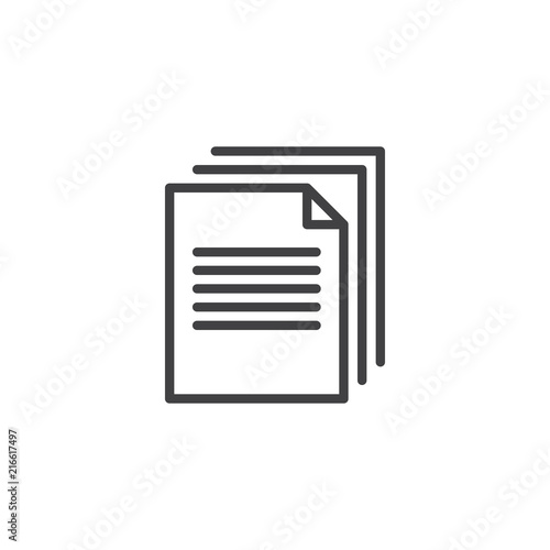 Documents stack outline icon. linear style sign for mobile concept and web design. File documents simple line vector icon. Symbol, logo illustration. Pixel perfect vector graphics
