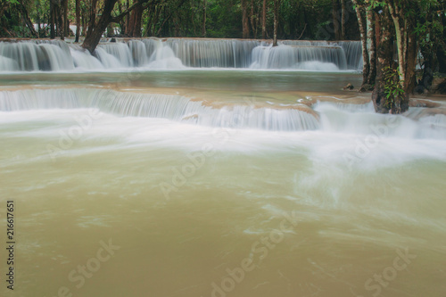 Huay mae kamin waterfall in rainy season.