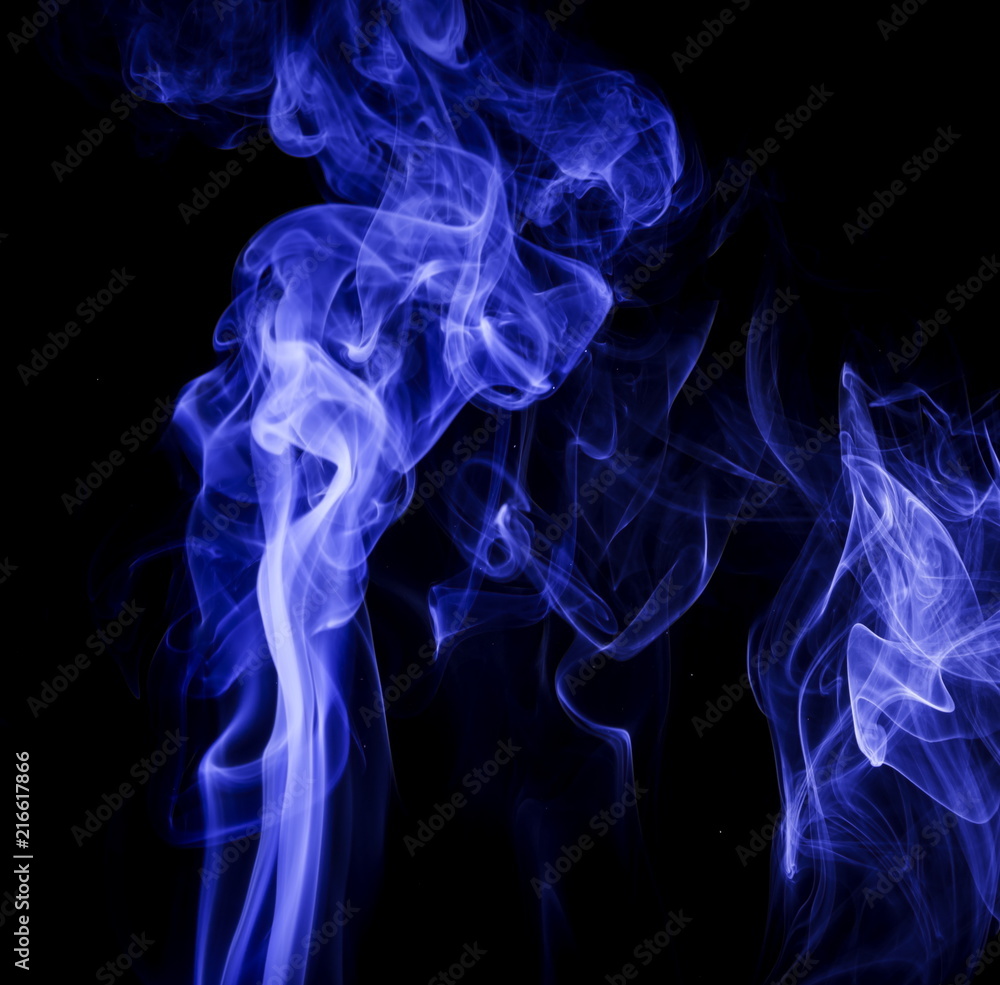 Blue smoke on black background Blue smoke on black background
