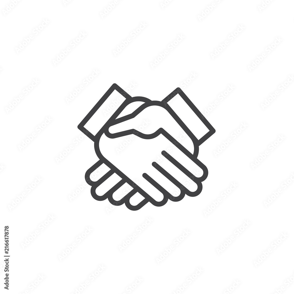 Handshake outline icon. linear style sign for mobile concept and web design. Partnership handshake simple line vector icon. Symbol, logo illustration. Pixel perfect vector graphics