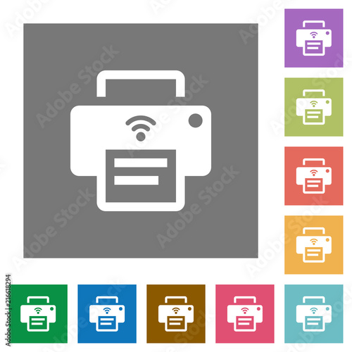 Wireless printer square flat icons