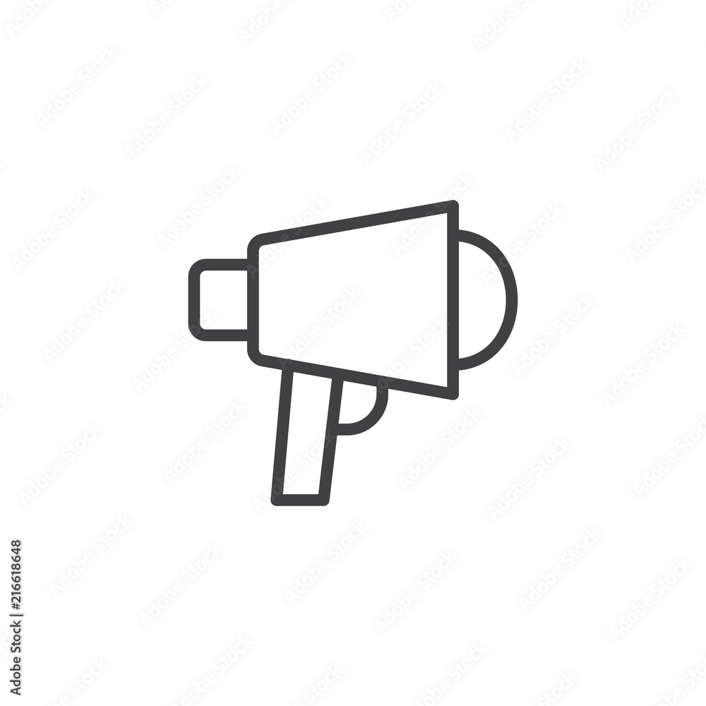 Bullhorn advertising outline icon. linear style sign for mobile concept and web design. Megaphone simple line vector icon. Symbol, logo illustration. Pixel perfect vector graphics Bullhorn advertising outline icon. linear style sign for mobile concept and web design. Megaphone simple line vector icon. Symbol, logo illustration. Pixel perfect vector graphics