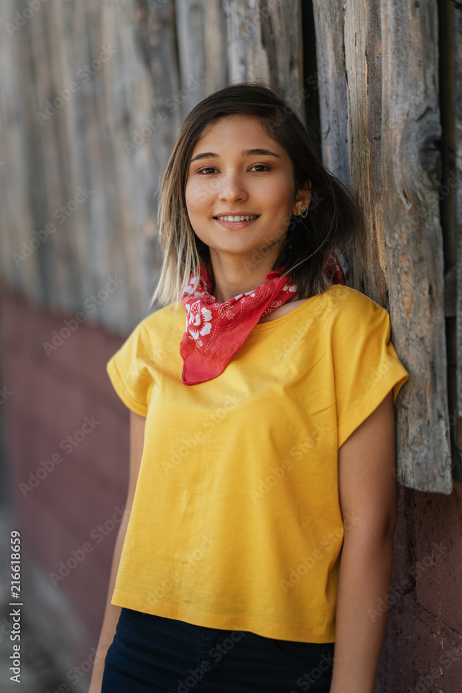 Beautiful smiling girl enjoying warm summer weather Beautiful smiling girl enjoying warm summer weather