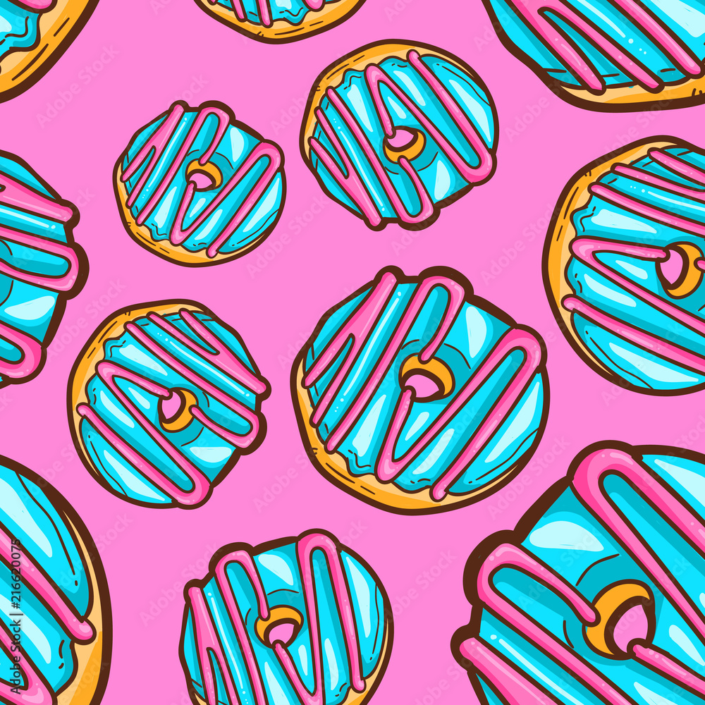 donuts seamless pattern vector illustration