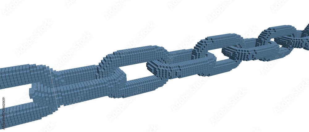 Abstract voxel chain. Blockchain concept. 3d Vector illustration.