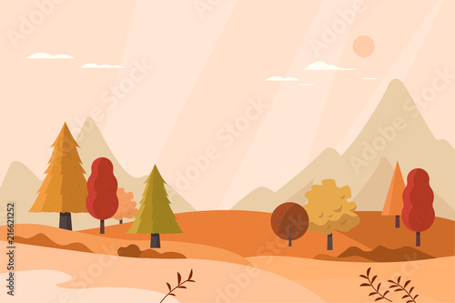 Autumn landscape illustration.