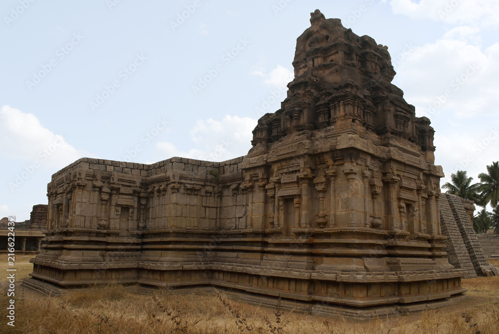 Twin chambered shrine of goddess, west side view, Achyuta Raya temple, Hampi, Karnataka. Sacred Center. View from south-west