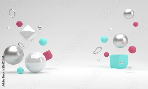 Abstract geometric shape scene. 3d rendering. Front view.