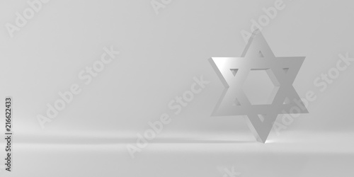 Fototapeta Naklejka Na Ścianę i Meble -  Silver Jewish star of David. 3d rendering