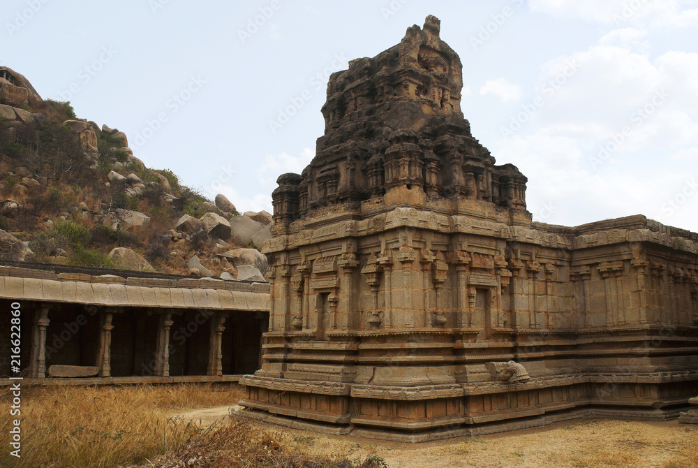 Twin chambered shrine of goddess, Achyuta Raya temple, Hampi, Karnataka. Sacred Center. View from south-east.