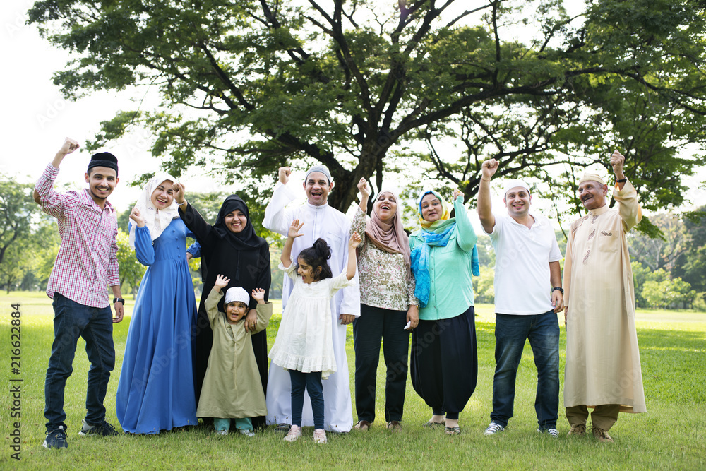 A happy large Muslim family A happy large Muslim family