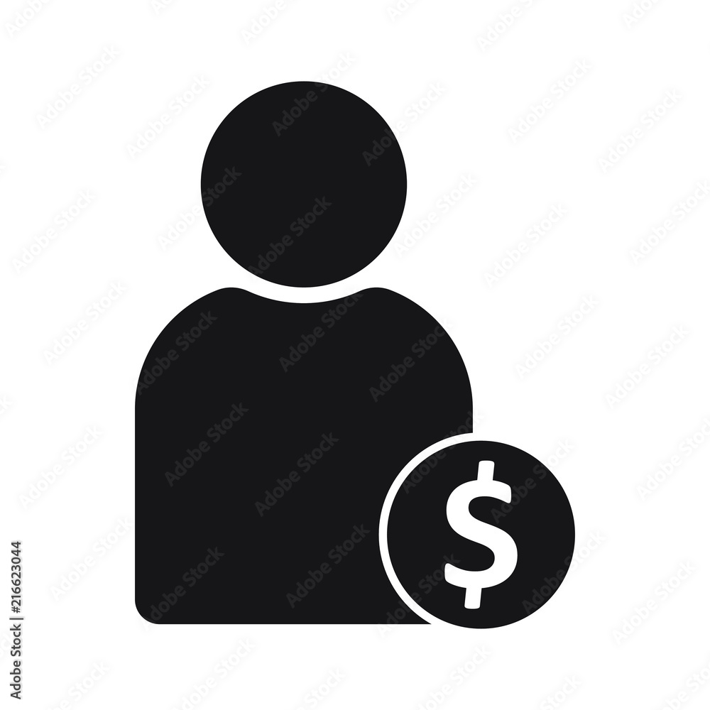 Vector illustration of user earnings icon. User Icon with dollar symbol Vector illustration of user earnings icon. User Icon with dollar symbol