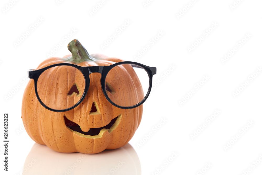 Fototapeta premium pumpkin jack lantern with spectacles