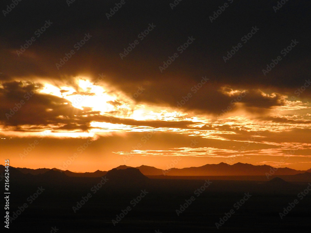 Bright Copper Sunset at Picacho Peak in Arizona