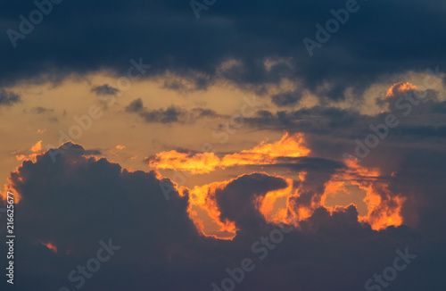 Beautiful sunset in the sky. Beautiful colorful clouds. The sky in the clouds © karmad