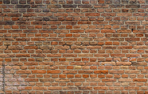 Dirty Brick Wall Background. Uneven Brick Texture.