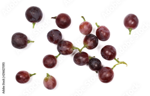 Cardinal grapes isolated on white background, top view