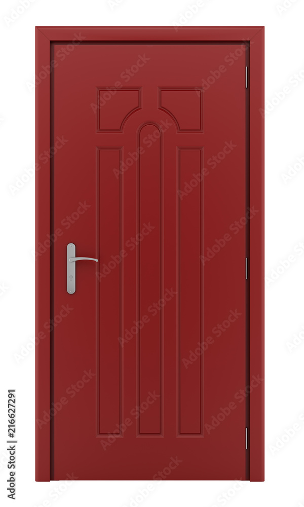 Naklejka premium red door isolated on white background