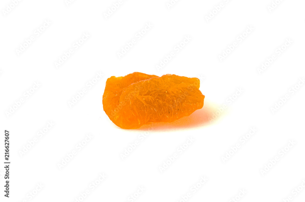 Dried apricot close-up isolated on a white background. Dried apricot close-up isolated on a white background.