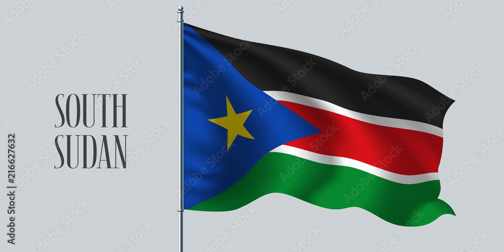 South Sudan waving flag vector illustration South Sudan waving flag vector illustration