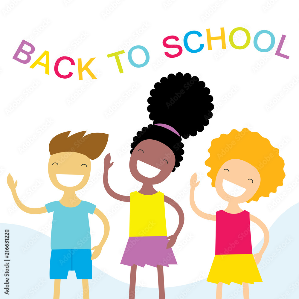 Happy kids vector illustration. Back to school concept. Happy kids vector illustration. Back to school concept.