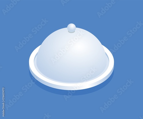 Round tray with lid isometric icon. Vector illustration for web design in flat isometric 3D style.