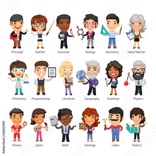 Teachers Flat Cartoon Characters