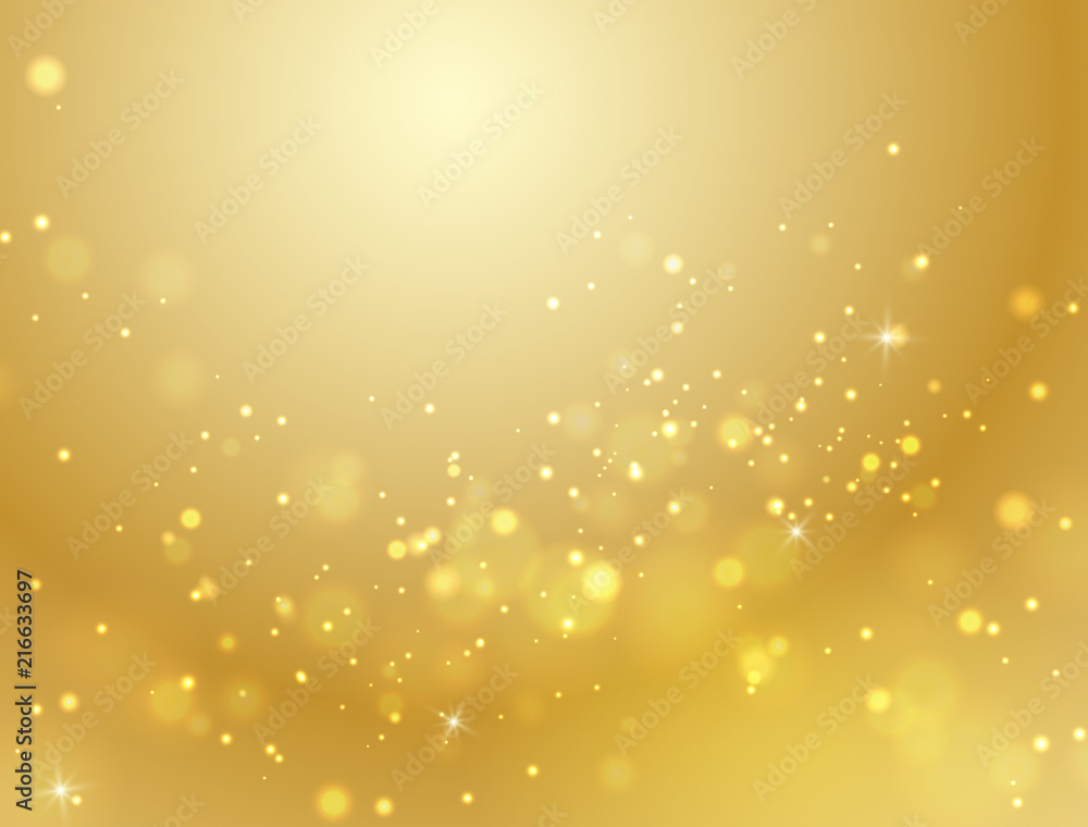 Vector abstract gold bokeh background light effect.