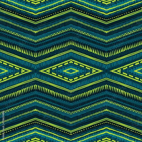 Abstract Ikat and boho style handcraft fabric pattern. Traditional Ethnic design for clothing and textile background, carpet or wallpaper