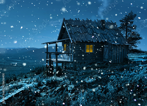 Santa's secret cottage in first snowfall photo