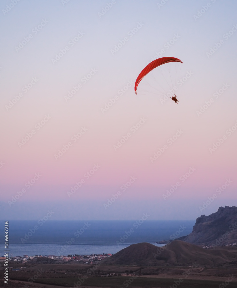 Paragliding at the mountain voloshin at the koktebel crimea