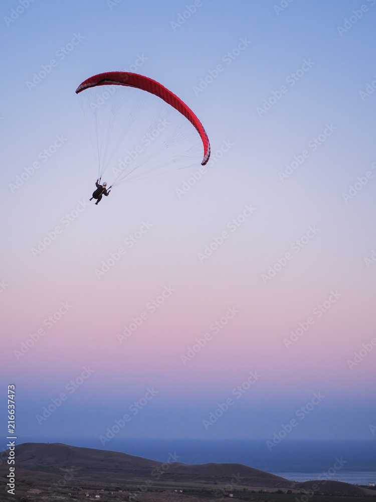 Paragliding at the mountain voloshin at the koktebel crimea Paragliding at the mountain voloshin at the koktebel crimea