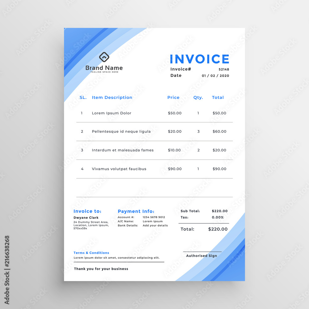 minimal blue invoice template design minimal blue invoice template design