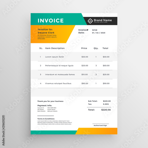 abstract invoice quotation template design