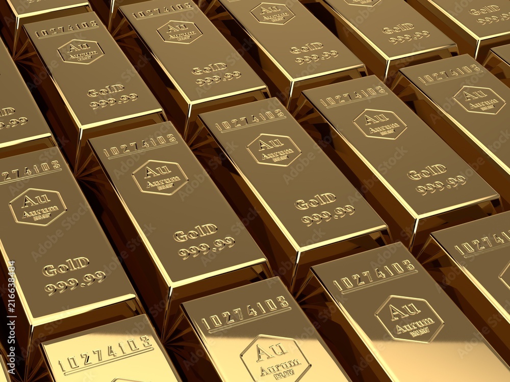 3D illustration of many gold bars, with the symbol of the chemical element of gold from the periodic table. The idea of luxury, success, capital, contribution, wealth and stability. 3D rendering 3D illustration of many gold bars, with the symbol of the chemical element of gold from the periodic table. The idea of luxury, success, capital, contribution, wealth and stability. 3D rendering