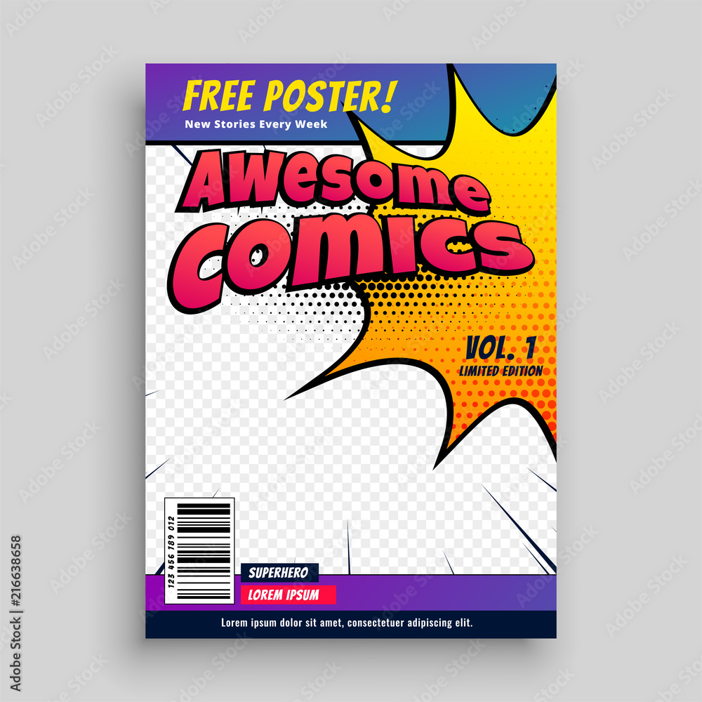Obraz premium comic book cover magazine design template