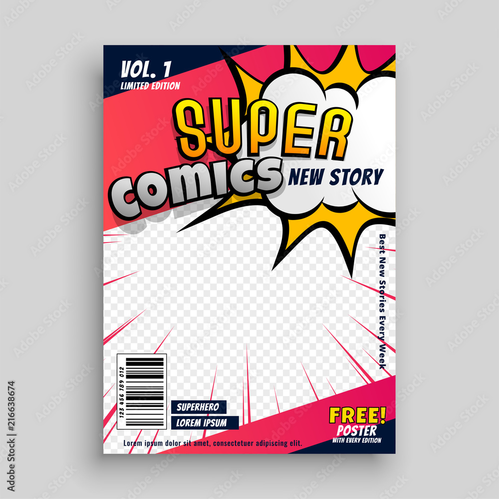 Fototapeta premium comic book cover design template
