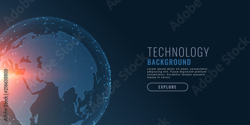 technology background with earth and connecting dots