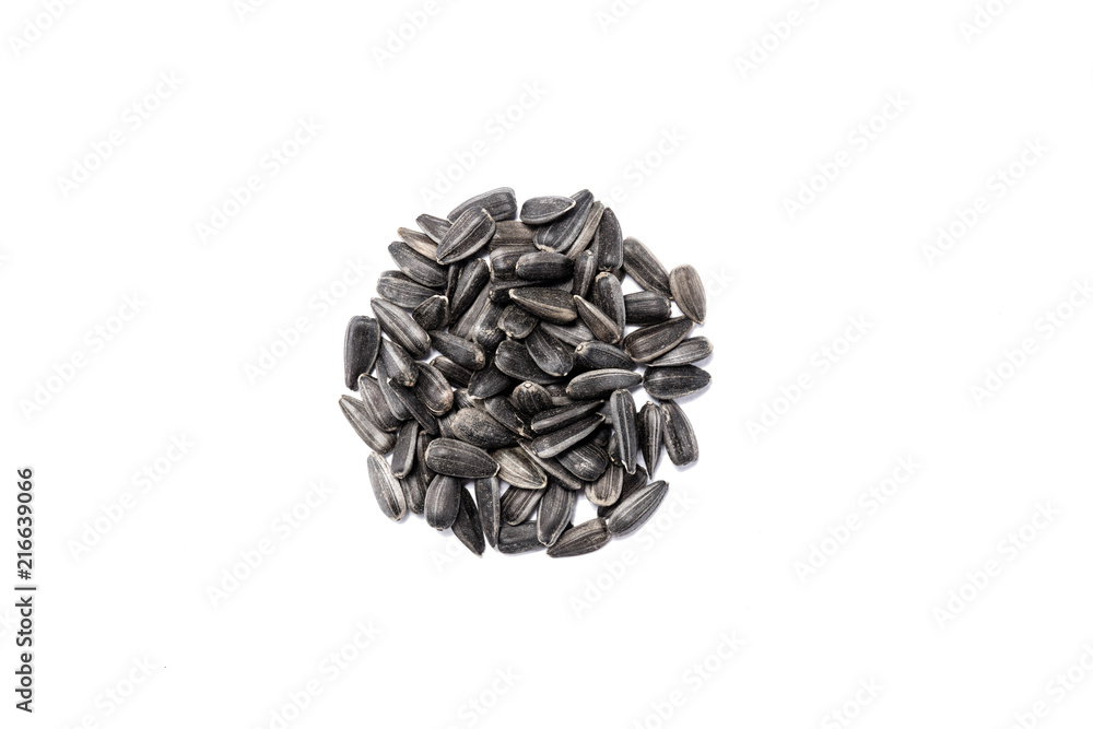 Macro view of natural organic sunflower seeds on background