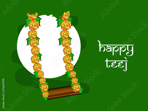 Illustration of background for the occasion of religious  festival Teej celebrated in India
