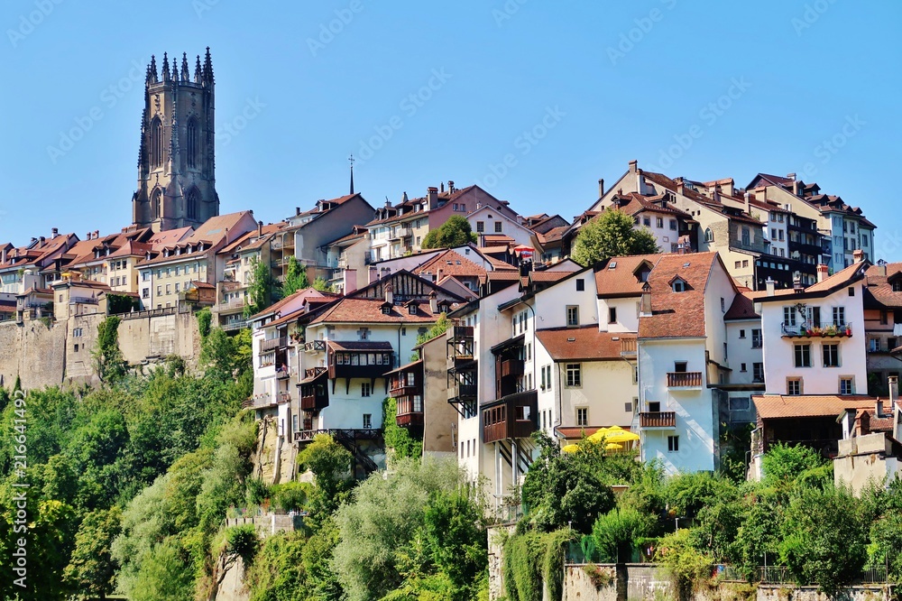 Fribourg, Schweiz, Altstadt mit Kathedrale
