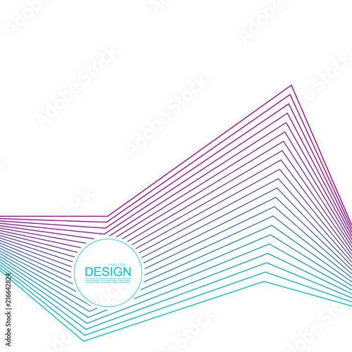 Abstract background with gradient color refracted lines. Futuristic hipster vector illustration.