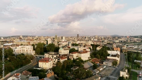 4k Belgrade Victor and Kalemengan fortress with downtown in the background