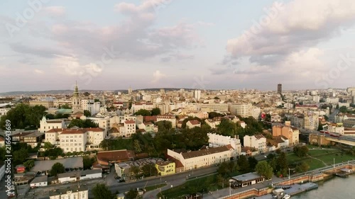 4k Belgrade Victor and Kalemengan fortress with downtown in the background