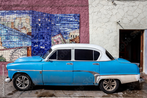Blue American Car in Havana