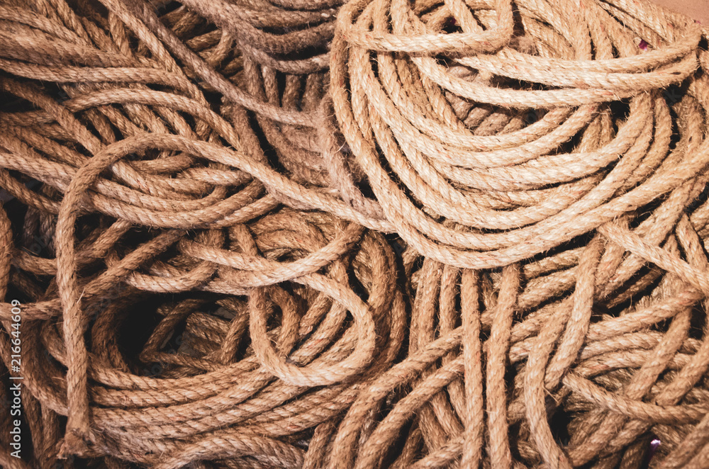 Stack of brown ropes