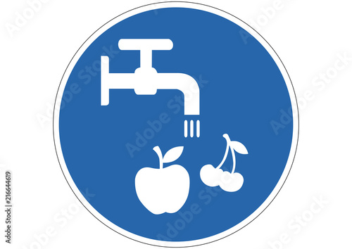 Gebotsschild Obst waschen