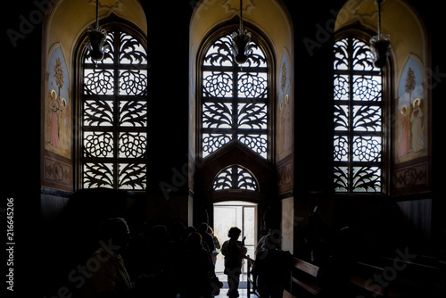 Silhouette of the windows of the Church of the Vistitation, Ein Kerem, near Jerusalem photo