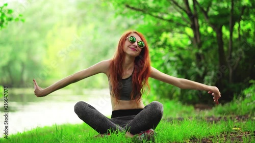 Girl doing sports in the park
